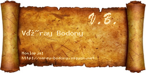 Váray Bodony névjegykártya